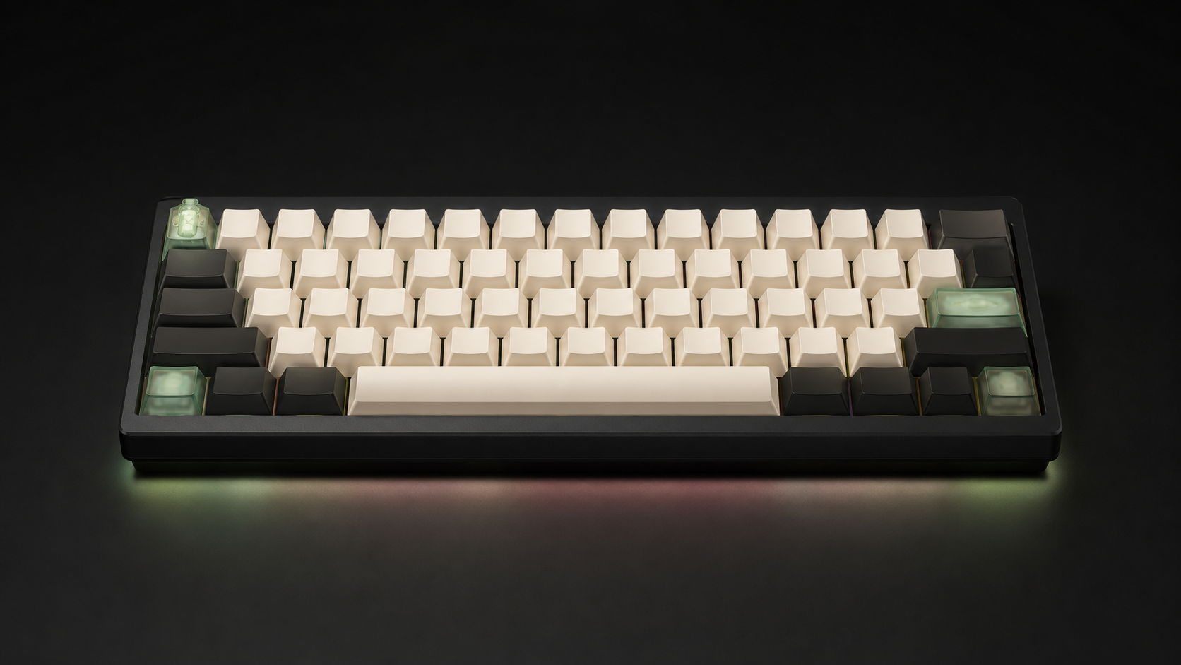 AXON mechanical keyboard assembled on a dark studio surface
